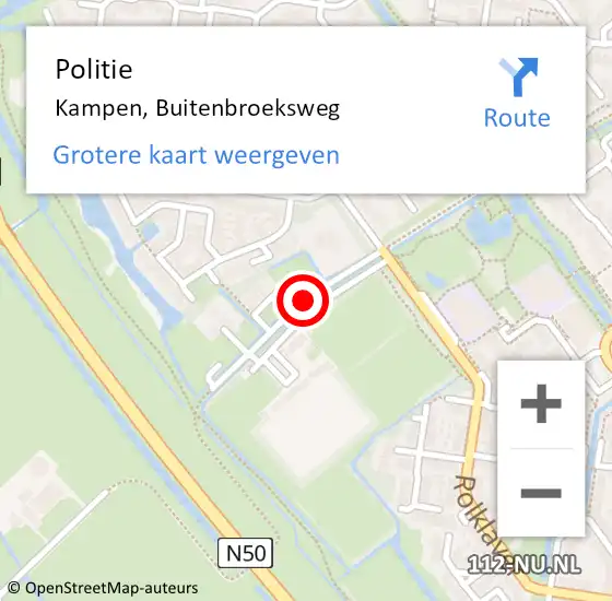 Locatie op kaart van de 112 melding: Politie Kampen, Buitenbroeksweg op 27 april 2019 12:07