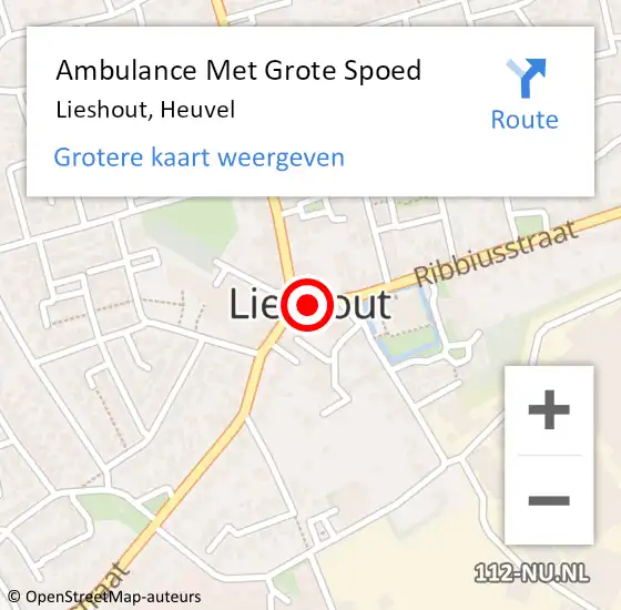 Locatie op kaart van de 112 melding: Ambulance Met Grote Spoed Naar Lieshout, Heuvel op 27 april 2019 12:40