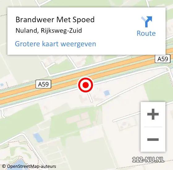 Locatie op kaart van de 112 melding: Brandweer Met Spoed Naar Nuland, Rijksweg-Zuid op 27 april 2019 13:05