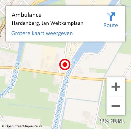 Locatie op kaart van de 112 melding: Ambulance Hardenberg, Jan Weitkamplaan op 27 april 2019 13:14