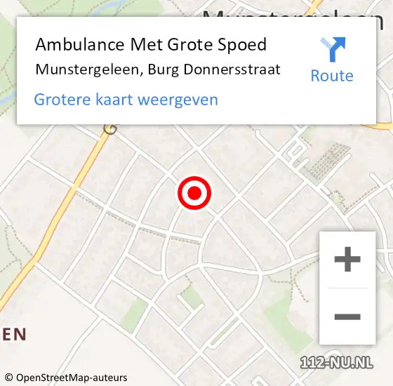Locatie op kaart van de 112 melding: Ambulance Met Grote Spoed Naar Munstergeleen, Burg Donnersstraat op 30 maart 2014 19:46
