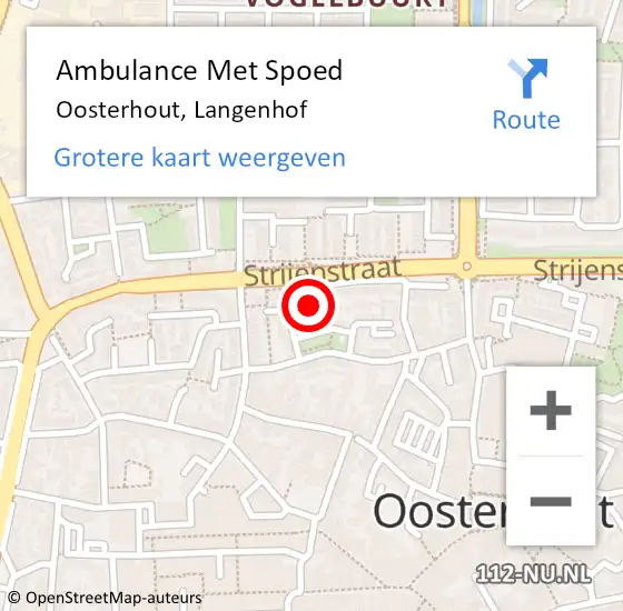Locatie op kaart van de 112 melding: Ambulance Met Spoed Naar Oosterhout, Langenhof op 27 april 2019 13:23
