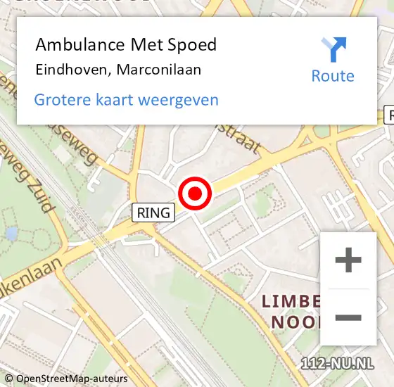 Locatie op kaart van de 112 melding: Ambulance Met Spoed Naar Eindhoven, Marconilaan op 27 april 2019 13:52
