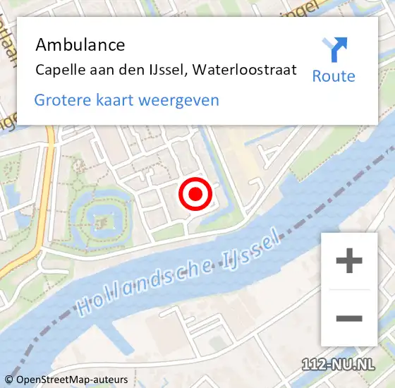 Locatie op kaart van de 112 melding: Ambulance Capelle aan den IJssel, Waterloostraat op 27 april 2019 14:04