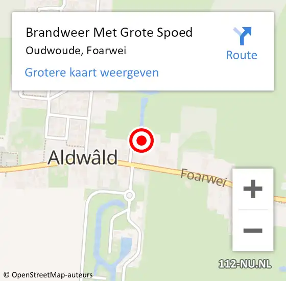 Locatie op kaart van de 112 melding: Brandweer Met Grote Spoed Naar Oudwoude, Foarwei op 30 maart 2014 19:48