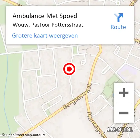 Locatie op kaart van de 112 melding: Ambulance Met Spoed Naar Wouw, Pastoor Pottersstraat op 27 april 2019 16:25