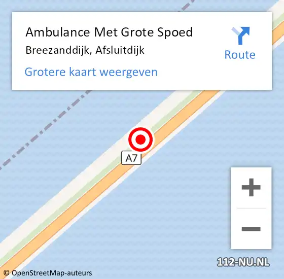 Locatie op kaart van de 112 melding: Ambulance Met Grote Spoed Naar Breezanddijk, Afsluitdijk op 27 april 2019 16:57