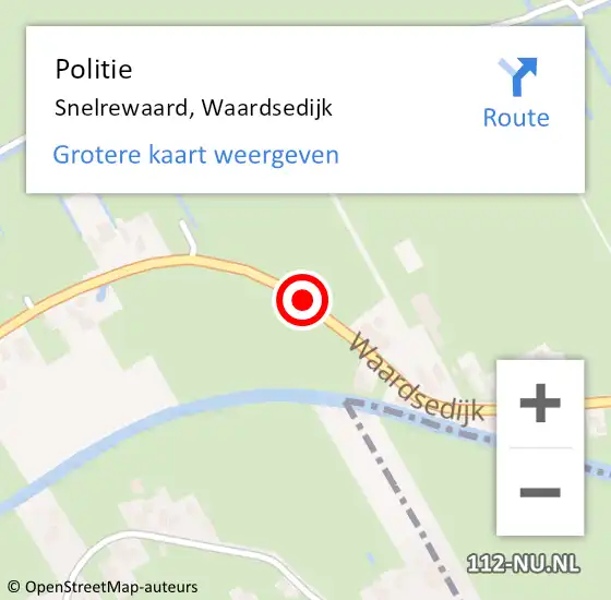 Locatie op kaart van de 112 melding: Politie Snelrewaard, Waardsedijk op 27 april 2019 16:58