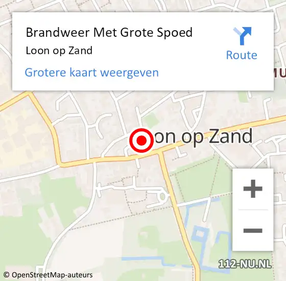 Locatie op kaart van de 112 melding: Brandweer Met Grote Spoed Naar Loon op Zand op 27 april 2019 18:20