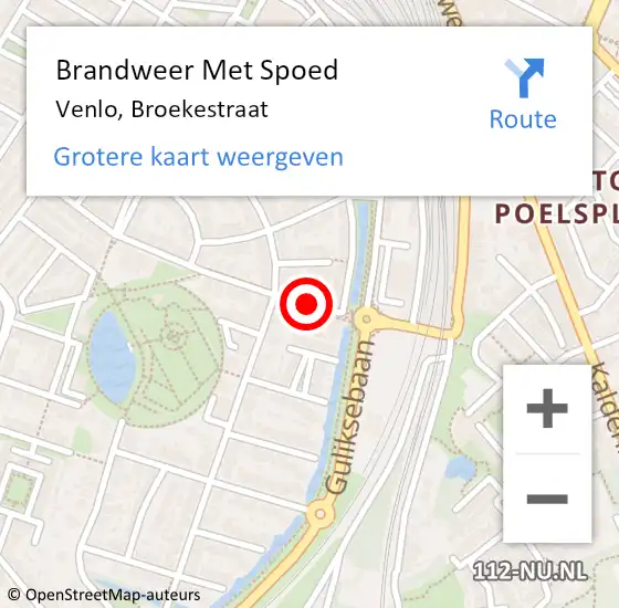 Locatie op kaart van de 112 melding: Brandweer Met Spoed Naar Venlo, Broekestraat op 27 april 2019 18:34