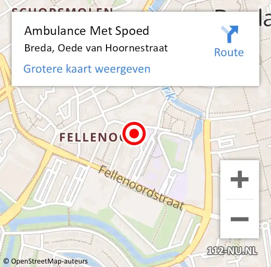 Locatie op kaart van de 112 melding: Ambulance Met Spoed Naar Breda, Oede van Hoornestraat op 27 april 2019 18:41