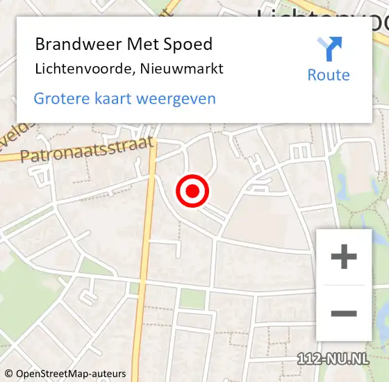 Locatie op kaart van de 112 melding: Brandweer Met Spoed Naar Lichtenvoorde, Nieuwmarkt op 27 april 2019 19:01