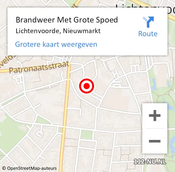 Locatie op kaart van de 112 melding: Brandweer Met Grote Spoed Naar Lichtenvoorde, Nieuwmarkt op 27 april 2019 19:06