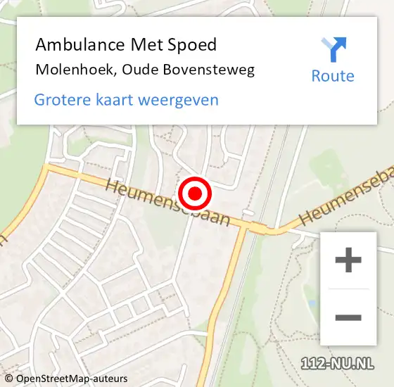 Locatie op kaart van de 112 melding: Ambulance Met Spoed Naar Molenhoek, Oude Bovensteweg op 27 april 2019 19:17