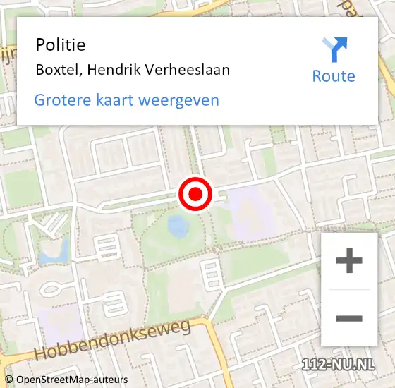 Locatie op kaart van de 112 melding: Politie Boxtel, Hendrik Verheeslaan op 27 april 2019 19:50