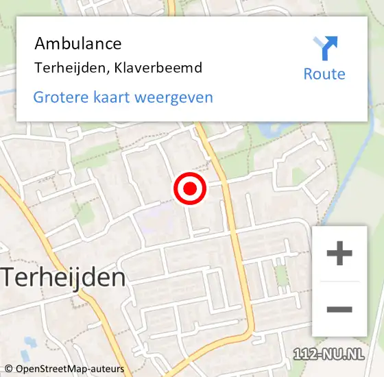 Locatie op kaart van de 112 melding: Ambulance Terheijden, Klaverbeemd op 27 april 2019 19:52