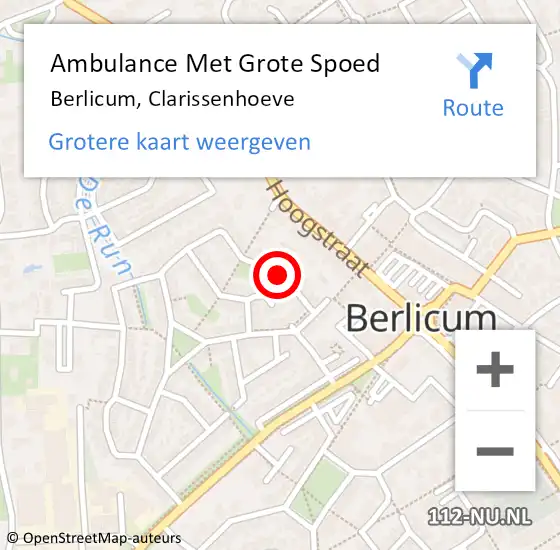 Locatie op kaart van de 112 melding: Ambulance Met Grote Spoed Naar Berlicum, Clarissenhoeve op 27 april 2019 20:16