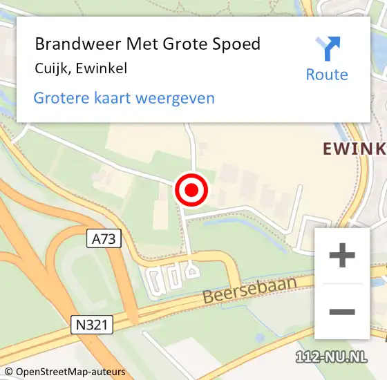 Locatie op kaart van de 112 melding: Brandweer Met Grote Spoed Naar Cuijk, Ewinkel op 27 april 2019 21:32