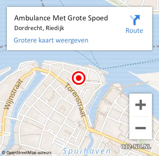 Locatie op kaart van de 112 melding: Ambulance Met Grote Spoed Naar Dordrecht, Riedijk op 27 april 2019 22:37