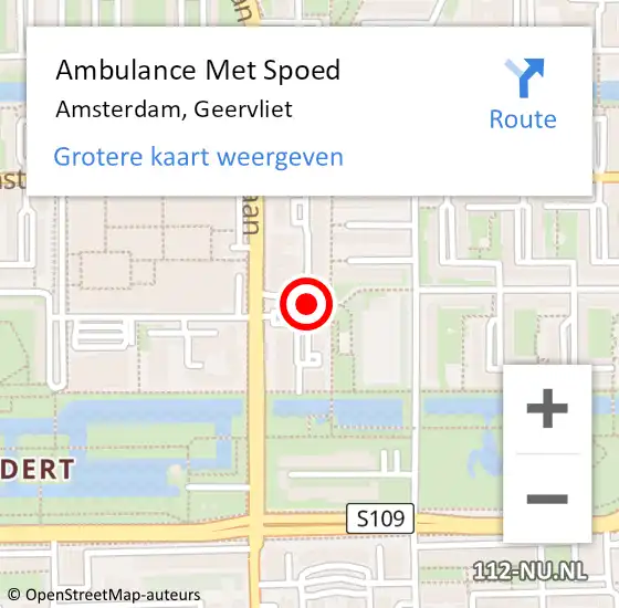 Locatie op kaart van de 112 melding: Ambulance Met Spoed Naar Amsterdam, Geervliet op 27 april 2019 22:39