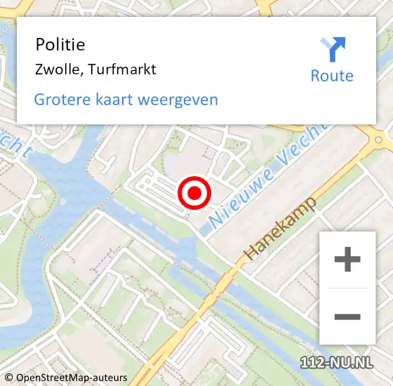 Locatie op kaart van de 112 melding: Politie Zwolle, Turfmarkt op 27 april 2019 22:39