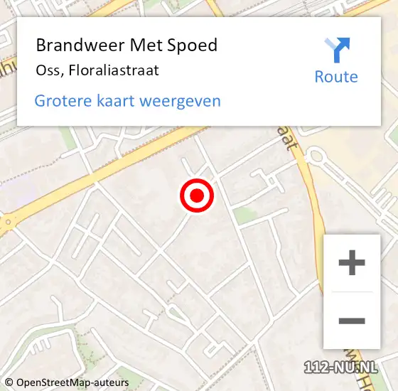 Locatie op kaart van de 112 melding: Brandweer Met Spoed Naar Oss, Floraliastraat op 27 april 2019 22:40