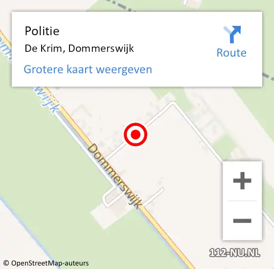 Locatie op kaart van de 112 melding: Politie De Krim, Dommerswijk op 27 april 2019 22:57