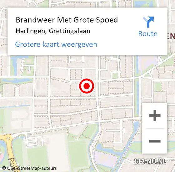 Locatie op kaart van de 112 melding: Brandweer Met Grote Spoed Naar Harlingen, Grettingalaan op 30 maart 2014 20:55