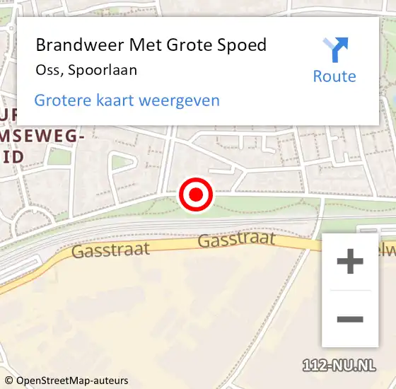 Locatie op kaart van de 112 melding: Brandweer Met Grote Spoed Naar Oss, Spoorlaan op 27 april 2019 23:54