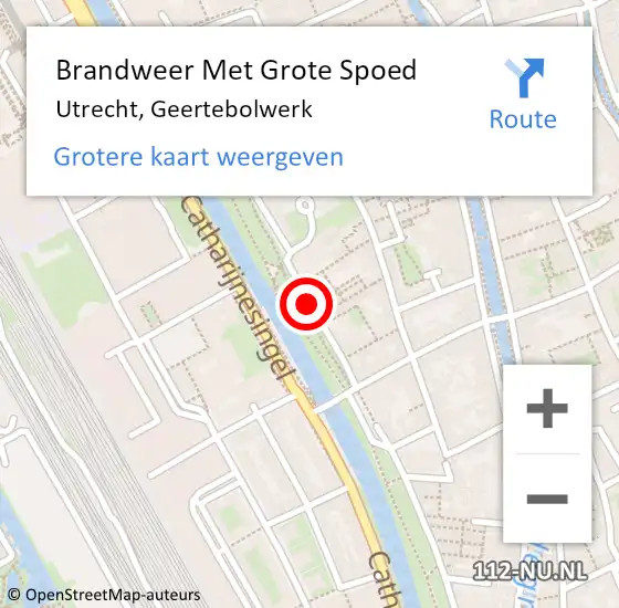 Locatie op kaart van de 112 melding: Brandweer Met Grote Spoed Naar Utrecht, Geertebolwerk op 27 april 2019 23:58