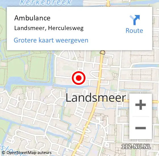 Locatie op kaart van de 112 melding: Ambulance Landsmeer, Herculesweg op 28 april 2019 00:48