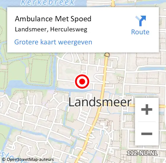 Locatie op kaart van de 112 melding: Ambulance Met Spoed Naar Landsmeer, Herculesweg op 28 april 2019 00:49