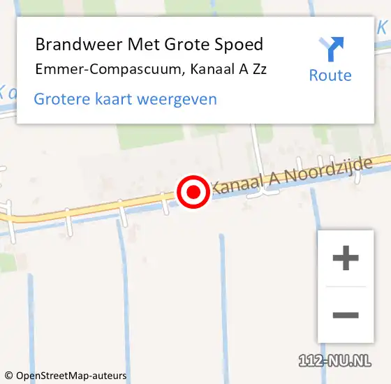 Locatie op kaart van de 112 melding: Brandweer Met Grote Spoed Naar Emmer-Compascuum, Kanaal A Zz op 28 april 2019 01:45