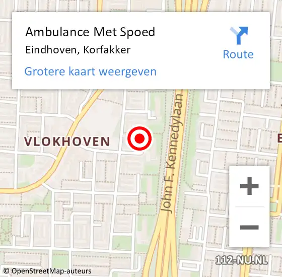 Locatie op kaart van de 112 melding: Ambulance Met Spoed Naar Eindhoven, Korfakker op 28 april 2019 02:50