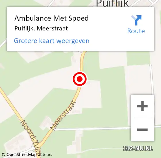 Locatie op kaart van de 112 melding: Ambulance Met Spoed Naar Puiflijk, Meerstraat op 28 april 2019 07:38