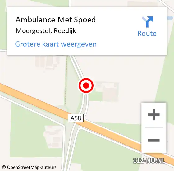 Locatie op kaart van de 112 melding: Ambulance Met Spoed Naar Moergestel, Reedijk op 28 april 2019 08:50