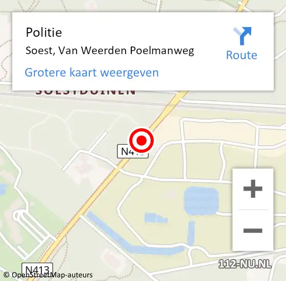 Locatie op kaart van de 112 melding: Politie Soest, Van Weerden Poelmanweg op 28 april 2019 10:54