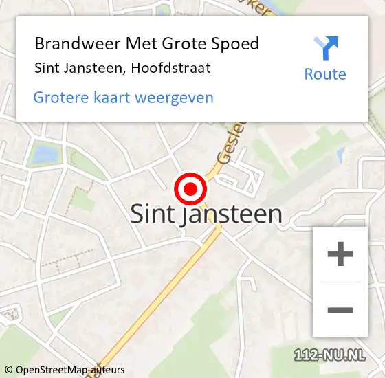 Locatie op kaart van de 112 melding: Brandweer Met Grote Spoed Naar Sint Jansteen, Hoofdstraat op 28 april 2019 11:54
