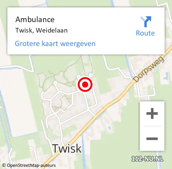 Locatie op kaart van de 112 melding: Ambulance Twisk, Weidelaan op 28 april 2019 12:02