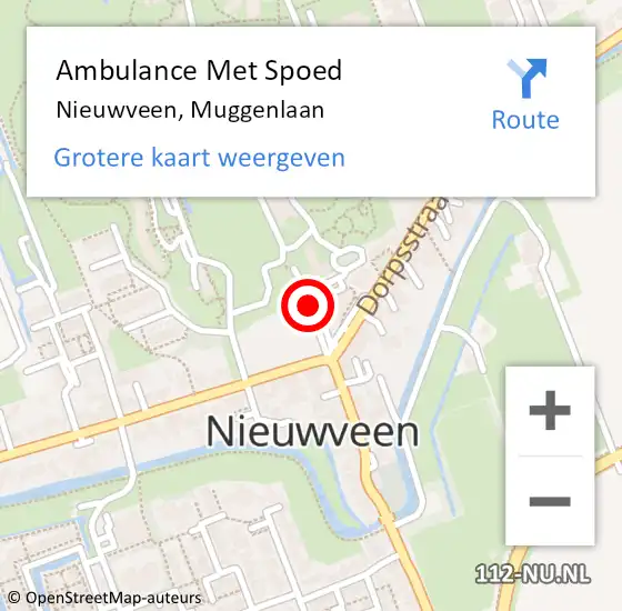 Locatie op kaart van de 112 melding: Ambulance Met Spoed Naar Nieuwveen, Muggenlaan op 30 maart 2014 21:48