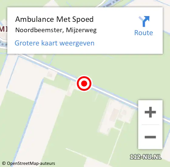 Locatie op kaart van de 112 melding: Ambulance Met Spoed Naar Noordbeemster, Mijzerweg op 28 april 2019 12:30