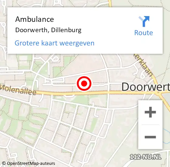 Locatie op kaart van de 112 melding: Ambulance Doorwerth, Dillenburg op 28 april 2019 13:57