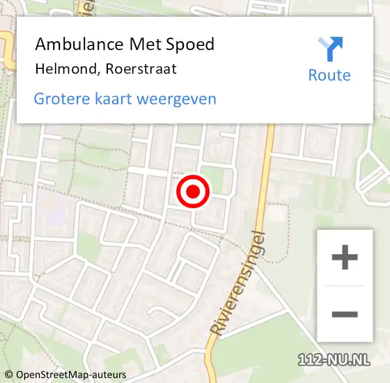 Locatie op kaart van de 112 melding: Ambulance Met Spoed Naar Helmond, Roerstraat op 28 april 2019 15:18