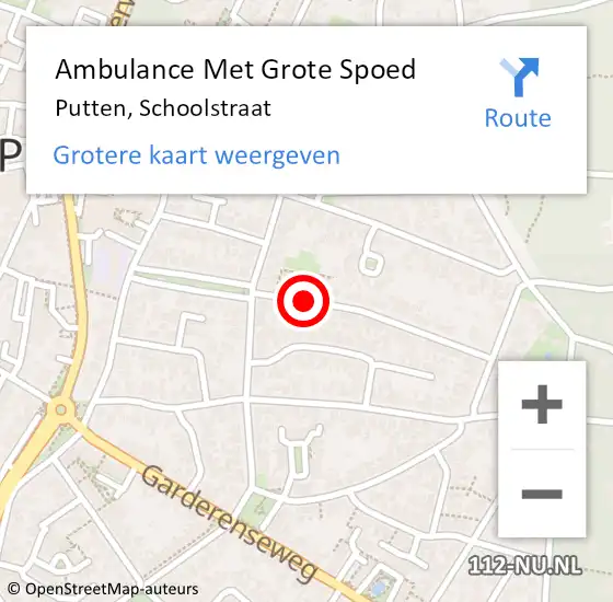 Locatie op kaart van de 112 melding: Ambulance Met Grote Spoed Naar Putten, Schoolstraat op 28 april 2019 15:35
