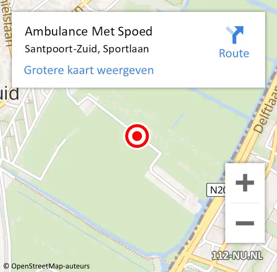 Locatie op kaart van de 112 melding: Ambulance Met Spoed Naar Santpoort-Zuid, Sportlaan op 28 april 2019 15:59