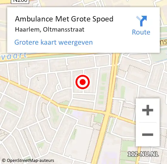 Locatie op kaart van de 112 melding: Ambulance Met Grote Spoed Naar Haarlem, Oltmansstraat op 28 april 2019 16:13