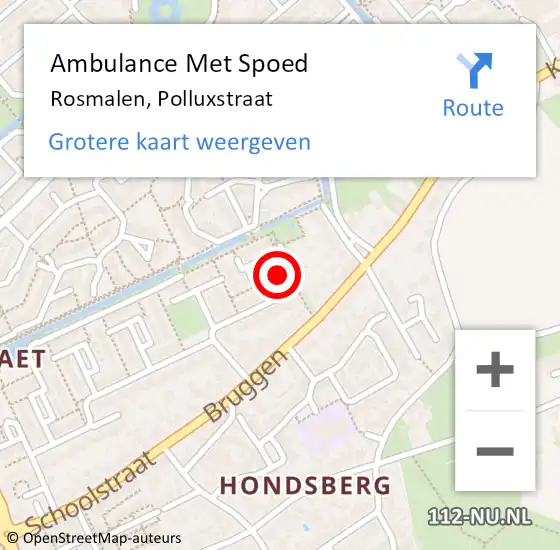 Locatie op kaart van de 112 melding: Ambulance Met Spoed Naar Rosmalen, Polluxstraat op 30 maart 2014 22:07