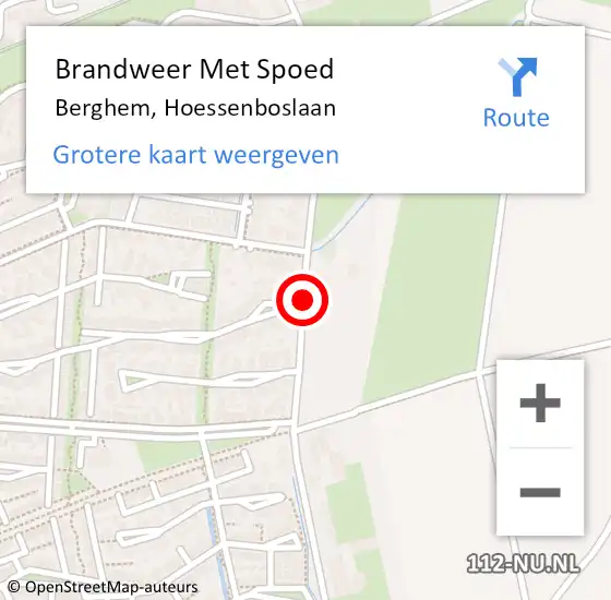 Locatie op kaart van de 112 melding: Brandweer Met Spoed Naar Berghem, Hoessenboslaan op 28 april 2019 16:43