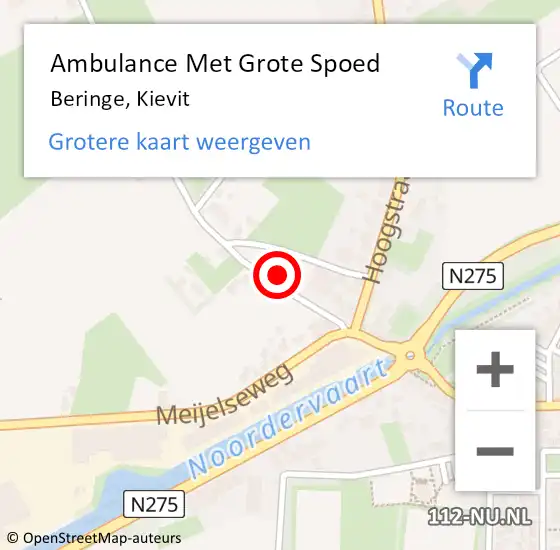 Locatie op kaart van de 112 melding: Ambulance Met Grote Spoed Naar Beringe, Kievit op 30 maart 2014 22:36