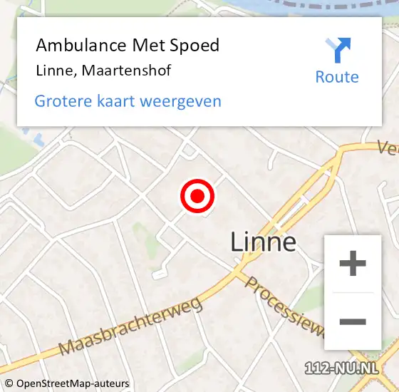 Locatie op kaart van de 112 melding: Ambulance Met Spoed Naar Linne, Maartenshof op 28 april 2019 21:44